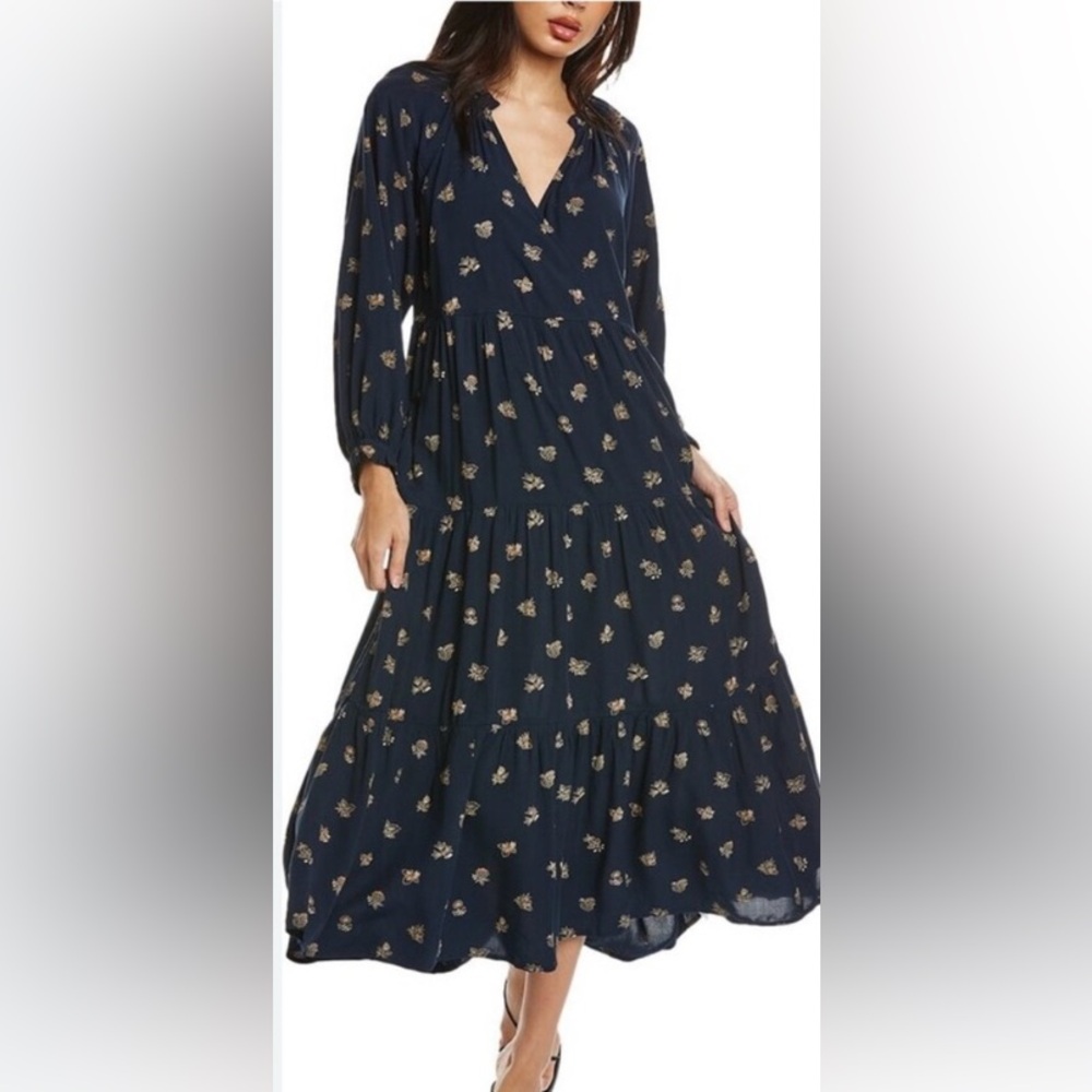 Madewell navy floral maxi dress size small, like new!